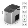 Lovio LVIM001SL Crystal Ice Home Ice Maker - 12 kg/24h, 2.2L Tank, Silver/Black