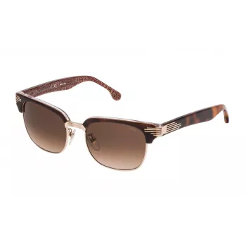 LOZZA SL2253M52300K Unisex Rectangular Sunglasses - Black Acetate Frame, Grey Polycarbonate Lenses, UV400 Protection