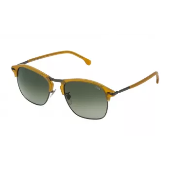 LOZZA SL2292M55627K Men's Rectangular Sunglasses - Black Acetate Frame, Grey Polycarbonate Lenses, UV400 Protection