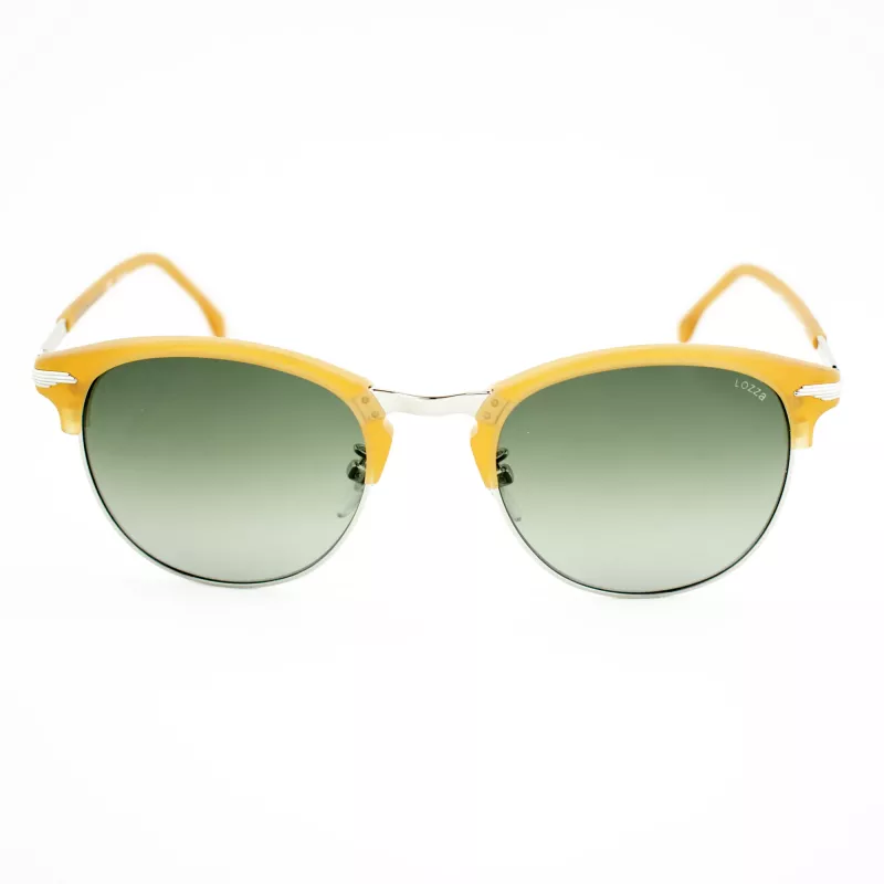 LOZZA SL2293M-579V Men's Square Sunglasses Havana Acetate Frame Green Polycarbonate Lens 52mm