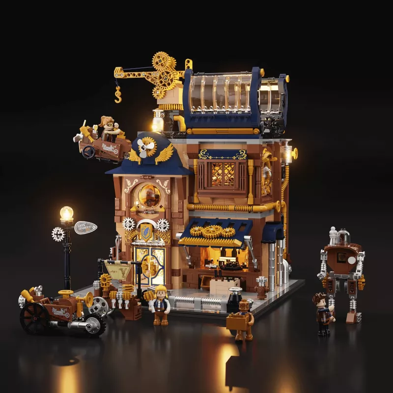 Lumibricks Steampunk Mechanical Workshop Building Blocks Set with LED Lighting - 2150 Pieces