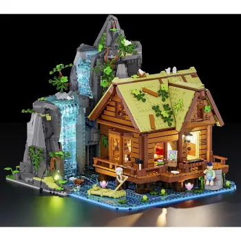 Lumibricks Waterfall Hut Building Blocks Set with LED Lighting