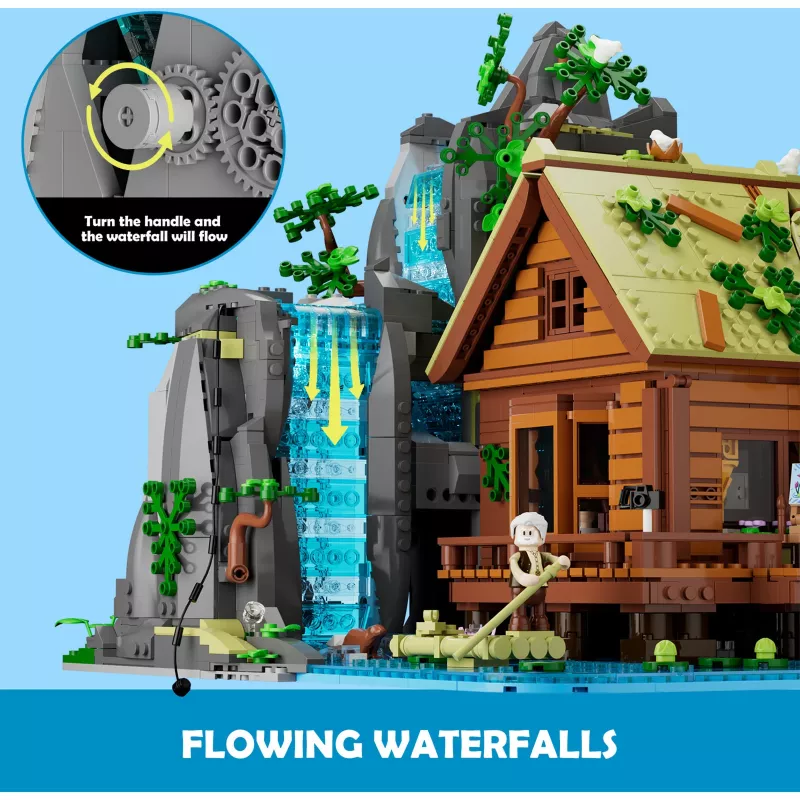 Lumibricks Waterfall Hut Building Blocks Set with LED Lighting