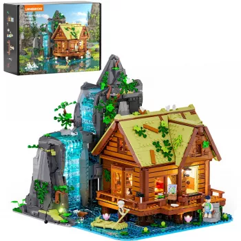 Lumibricks Waterfall Hut Building Blocks Set with LED Lighting