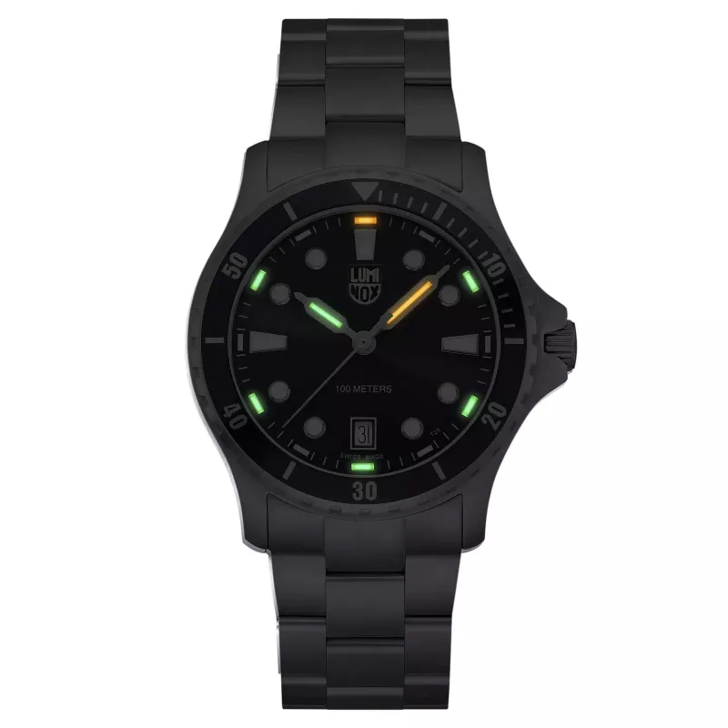 LUMINOX Men's XS.0941 Atacama Field Automatic 1940 Series Watch 44mm Black Dial Leather Strap