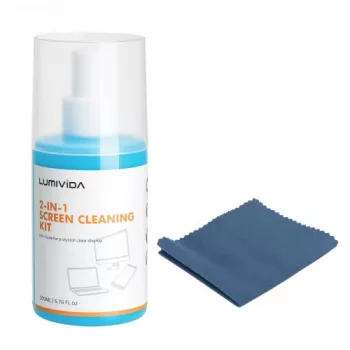 LUMIVIDA HS084912 Screen Cleaning Kit – 200 ml Alcohol-Free Spray, 20x20 cm Microfiber Cloth & Soft Brush for LCD, LED, OLED, Plasma, Laptops, Monitors, Smartphones, Tablets, Cameras, Eyeglasses
