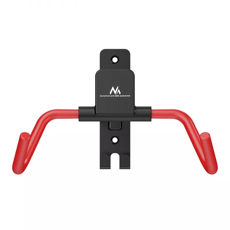 MACLEAN MC-172 Horizontal Wall-Mounted Bike Rack, Steel, 30 kg Load, Adjustable Angle, Foldable, Black