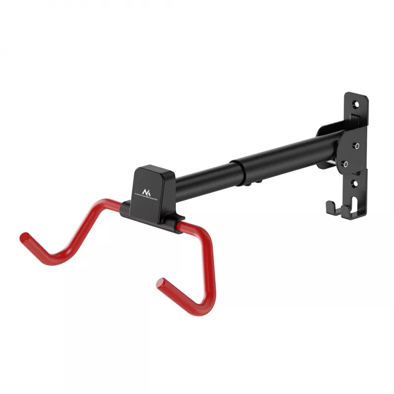 MACLEAN MC-172 Horizontal Wall-Mounted Bike Rack, Steel, 30 kg Load, Adjustable Angle, Foldable, Black
