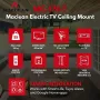 Maclean MC-176 T Electric Ceiling TV Mount with Tuya Smart Control, VESA 200x200 to 800x400, for 43-86 inch TVs, 55 kg Load, Black