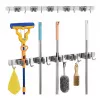 Maclean MC-185 Wall-Mounted Tool Organizer for Garden Tools and Mops, Steel, 60 cm, 20 kg Load, with Hooks