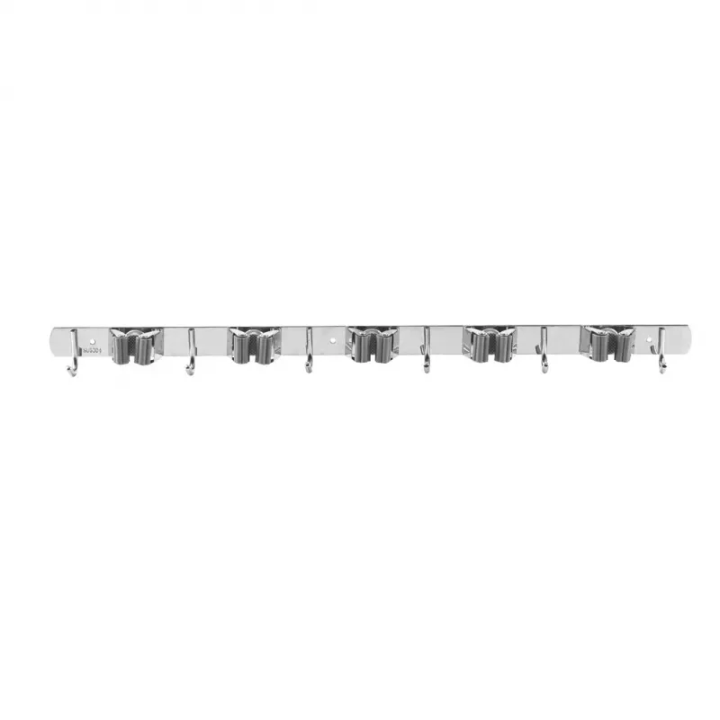 Maclean MC-185 Wall-Mounted Tool Organizer for Garden Tools and Mops, Steel, 60 cm, 20 kg Load, with Hooks