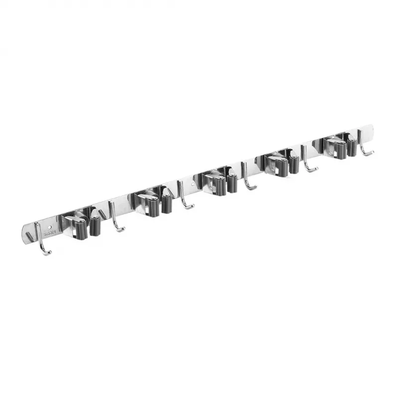 Maclean MC-185 Wall-Mounted Tool Organizer for Garden Tools and Mops, Steel, 60 cm, 20 kg Load, with Hooks