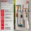 Maclean MC-185 Wall-Mounted Tool Organizer for Garden Tools and Mops, Steel, 60 cm, 20 kg Load, with Hooks