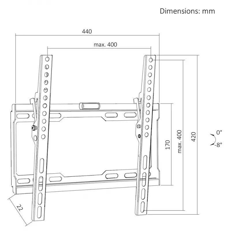 MACLEAN MC-187 Tilt TV Wall Mount for 32-75 inch Screens, VESA up to 400x400, 45 kg, Black