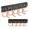 MACLEAN MC-193 Wall-Mounted Garden Tool Organizer with 5 Auto-Grip Holders and 6 Foldable Hooks, ABS Plastic, Grey/Black