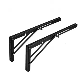 MACLEAN MC-195 Folding Wall Shelf Bracket Pair White Steel 60kg