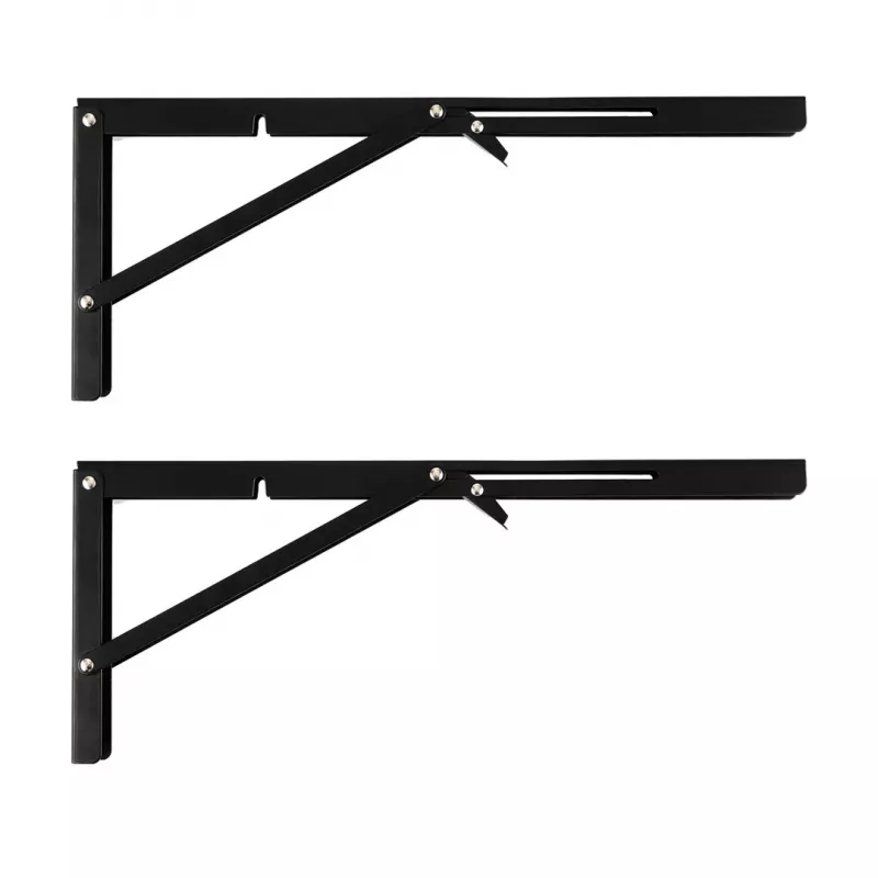 MACLEAN MC-195 Folding Wall Shelf Bracket Pair White Steel 60kg
