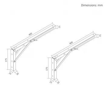 MACLEAN MC-195 Folding Wall Shelf Bracket Pair White Steel 60kg