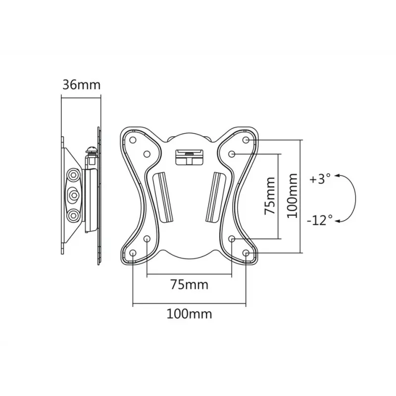 Maclean MC-715 Fixed TV Wall Mount for 13-27 inch LCD LED Plasma Screens, VESA 75x75 100x100, 20 kg, Black