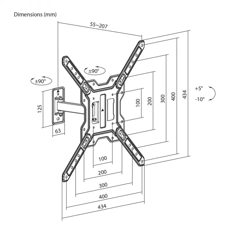 Maclean MC-758 N Fixed Wall Mount for 23-65 Inch TVs and Monitors, 30 kg, VESA 400x400, Black