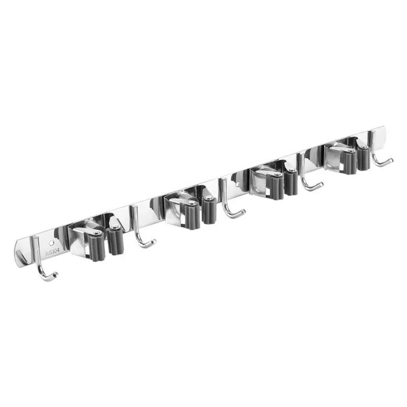 Maclean Wall-Mounted Organizer for Garden Tools and Mops, Steel, with Hooks, Max. Load 20 kg, Width 49 cm, MC-184
