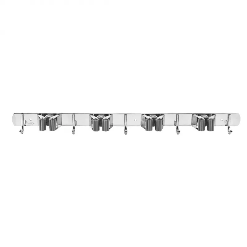 Maclean Wall-Mounted Organizer for Garden Tools and Mops, Steel, with Hooks, Max. Load 20 kg, Width 49 cm, MC-184