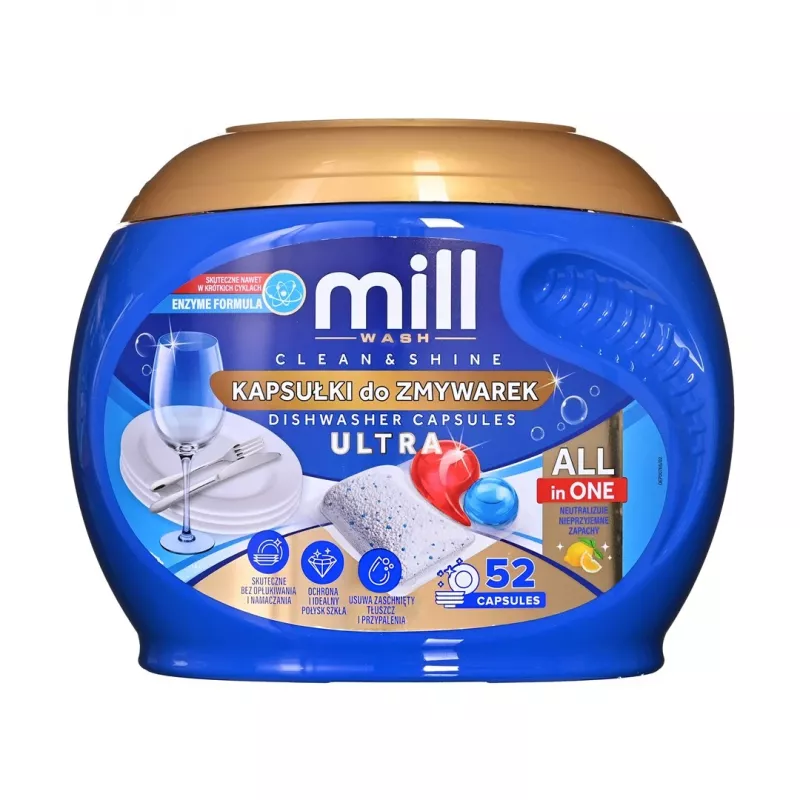 MADONIS Mill Dishwasher Detergent Set - 3 Pieces (Lemon Dishwashing Liquid, Dishwasher Liquid, Salt)