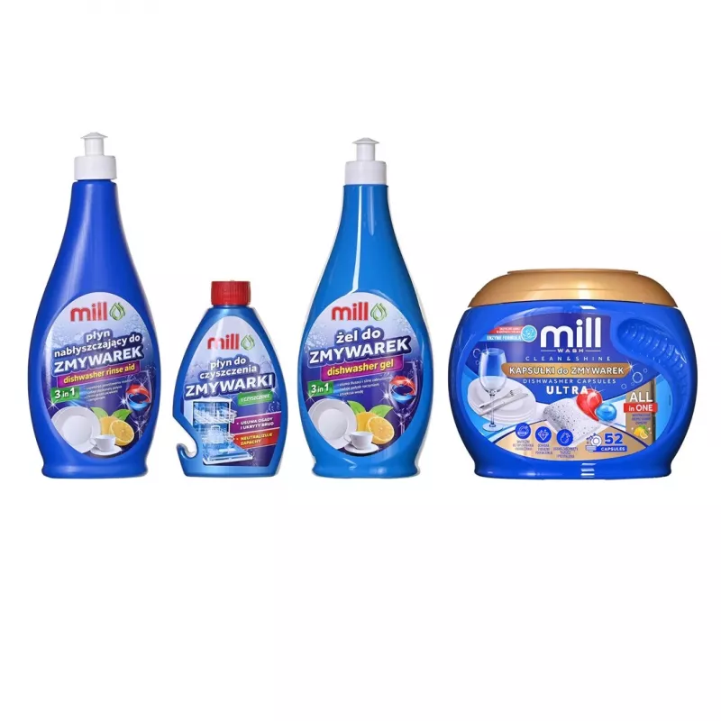 MADONIS Mill Dishwasher Detergent Set - 3 Pieces (Lemon Dishwashing Liquid, Dishwasher Liquid, Salt)