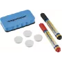 MAGNETOPLAN HOLTZ 37102 Whiteboard Accessory Set – Magnetic Eraser, 4 Magnets, 4 Markers (Black/Red)