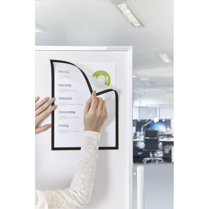 MAGNETOPLAN HOLTZ Magnetofix Magnetic Display Pocket A4 Black, Magnetic Mounting on Ferrous Surfaces 1130312