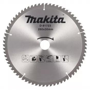 MAKITA Circular Saw Blade 260x30x70T TCT ATB Fine Finish Wood Cutting