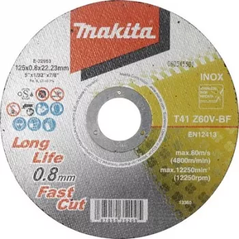Makita E-22953 Cutting Disc 125 mm, 1 Piece, Aluminium Oxide, 80 m/s
