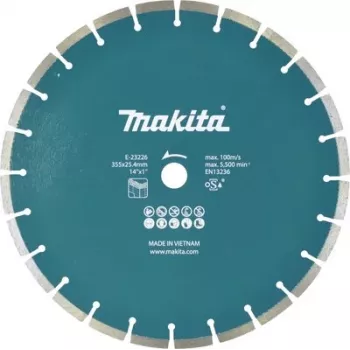 Makita E-23226 Diamond Cutting Disc 355 mm x 25.4 mm Bore, Segmented, for Concrete, Masonry, Stone