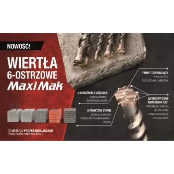 MAKITA SDS MAX Drill Bit 14x200x340mm MAXI MAK 6-Blade