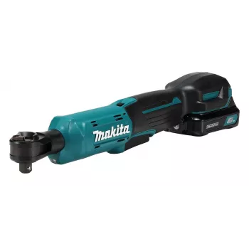 Makita WR100DSA 12V CXT Cordless Ratchet Wrench Kit with 1/4 inch & 3/8 inch Drives, 47.5 Nm, 2.0Ah Battery, Charger, LED Light