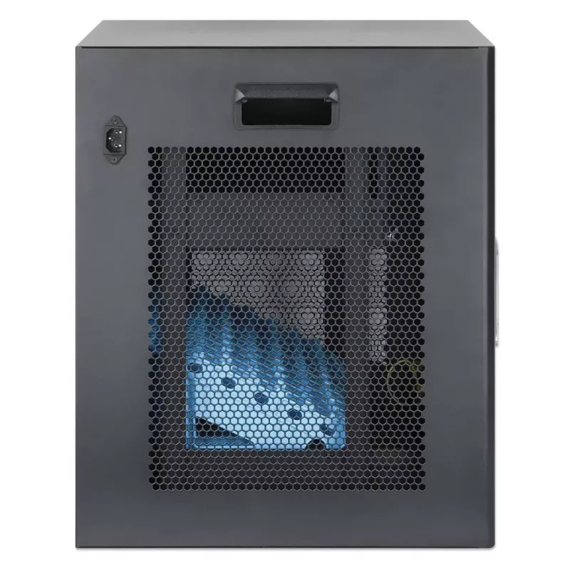 Manhattan 10-Bay Laptop Charging Cabinet Desktop via AC Adapter (EU) - Lockable Steel Cart for Laptops up to 16 inch, iPads, MacBooks, Chromebooks