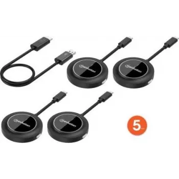 MANHATTAN 1080p Wireless HDMI Display Presentation Set with 4 USB-C Transmitter Modules, Black