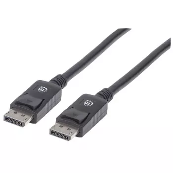 Manhattan DisplayPort 1.2 Cable, 4K@60Hz, 2m, Male to Male, With Latches, Fully Shielded, Black, Lifetime Warranty, Polybag