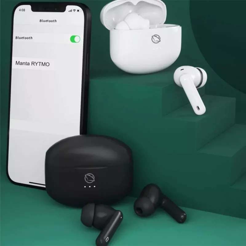 Manta MTWS008W Rytmo White True Wireless Bluetooth 5.0 Earbuds with Charging Case