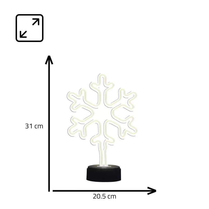 Manta SNL84WH LED Snowflake Decorative Lamp, Cool White, Battery Powered, Hanging, Plastic, White, 200 mm