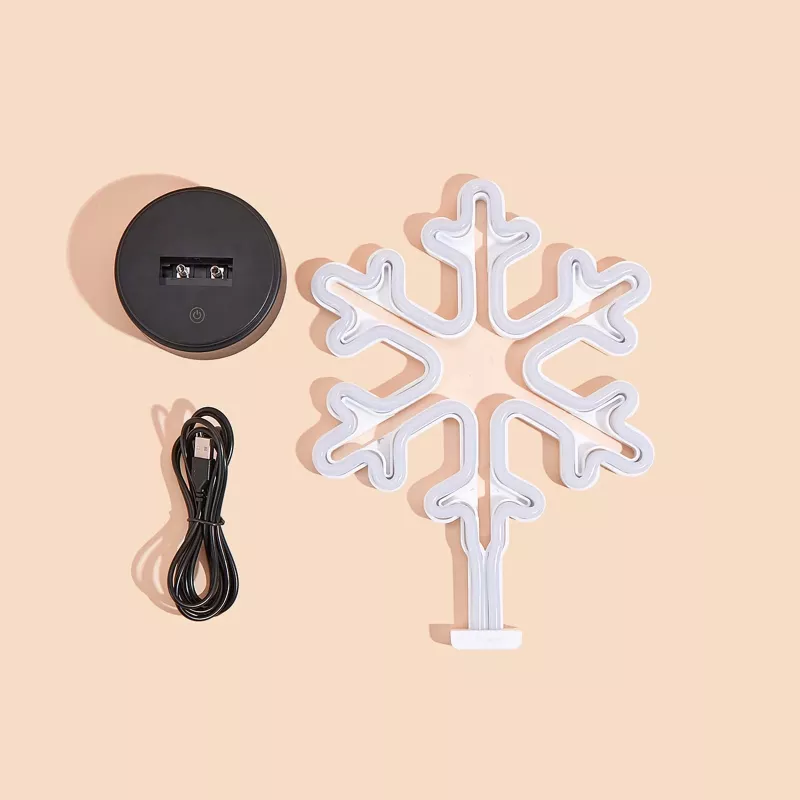 Manta SNL84WH LED Snowflake Decorative Lamp, Cool White, Battery Powered, Hanging, Plastic, White, 200 mm