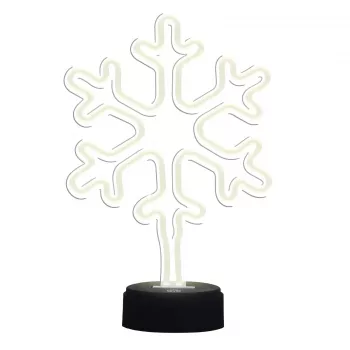 Manta SNL84WH LED Snowflake Decorative Lamp, Cool White, Battery Powered, Hanging, Plastic, White, 200 mm