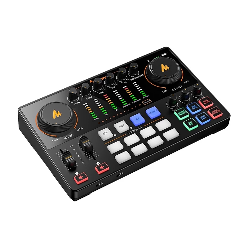 Maono AME2 GEN2 USB-C Sound Card – 2 XLR/TRS Combo Inputs, +48V Phantom Power, Battery Operation