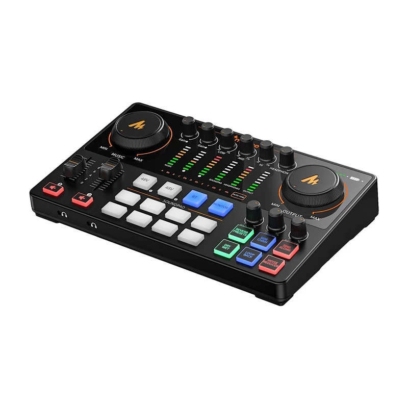 Maono AME2 GEN2 USB-C Sound Card – 2 XLR/TRS Combo Inputs, +48V Phantom Power, Battery Operation