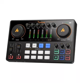 Maono AME2 GEN2 USB-C Sound Card – 2 XLR/TRS Combo Inputs, +48V Phantom Power, Battery Operation