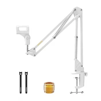 MAONO BA20 White Microphone Boom Arm – Desk Clamp, Steel, 360° Rotation