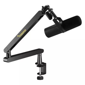 Maono BA92 Boom Arm Black - 750mm Adjustable Microphone Scissor Arm with Desk Clamp & Grommet Mount, Silent Springs, Cable Management