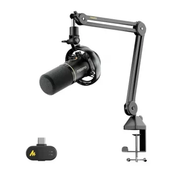 MAONO PD200WS Dynamic Microphone (Black) – USB/XLR Cardioid with RGB and Zero-Latency Monitoring
