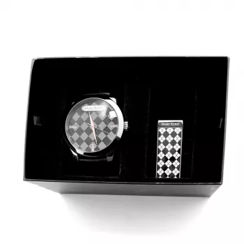 MARC ECKO Men's Stainless Steel Watch E11591G1 - 45mm Quartz Analog Black Dial Silver Bracelet