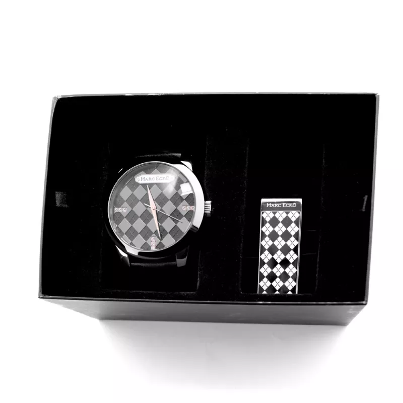 MARC ECKO Men's Stainless Steel Watch E11591G1 - 45mm Quartz Analog Black Dial Silver Bracelet